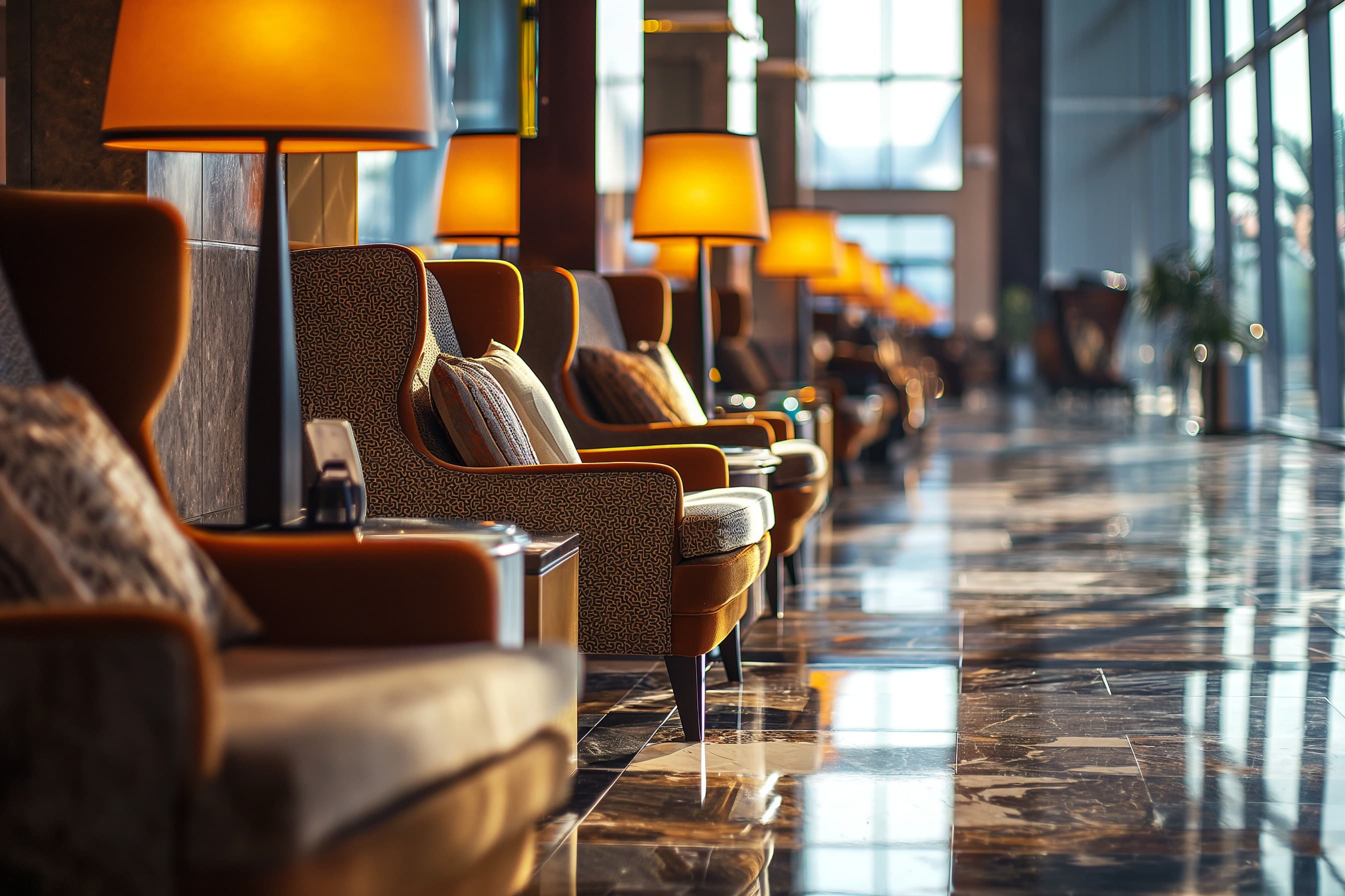 Welcoming hotel lounge area